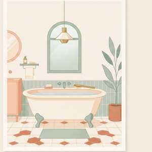 A bathroom with a clawfoot tub — Minimalist Poster
