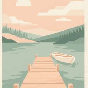 A lakeside dock — Minimalist Poster