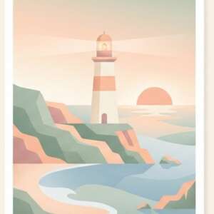 A lighthouse coast at dawn — Minimalist Poster