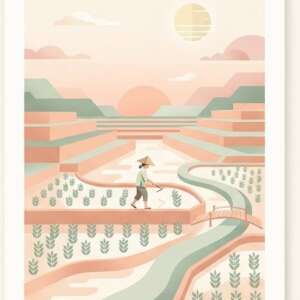 A rice paddy at dawn — Minimalist Poster