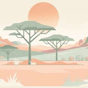 A savanna with acacia trees — Minimalist Poster