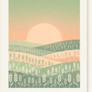 A wheat field at sunset — Minimalist Poster