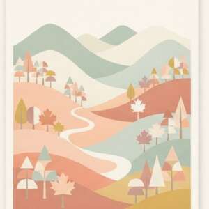 Autumn Maple Hills — Minimalist Poster