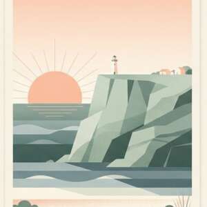 Coastal Cliffs Dusk — Minimalist Poster