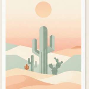 Desert Cactus Sunset — Minimalist Poster