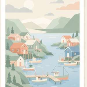 Fishing Village — Minimalist Poster