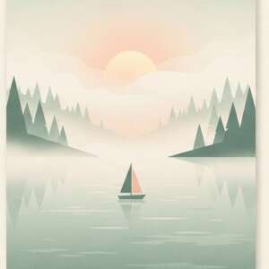 Foggy Lake Dawn — Minimalist Poster