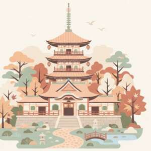 Japanese Temple — Minimalist Poster