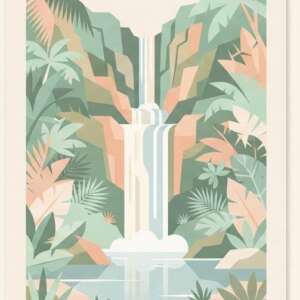 Jungle Waterfall — Minimalist Poster