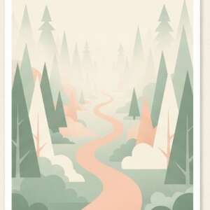 Misty Forest Path — Minimalist Poster