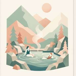 Mountain Hot Spring — Minimalist Poster