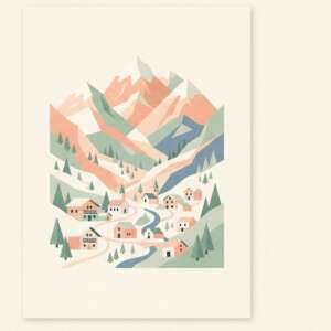 Mountain Village — Minimalist Poster