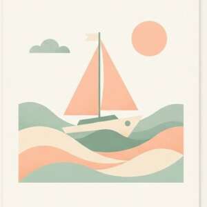 Ocean Sailboat — Minimalist Poster
