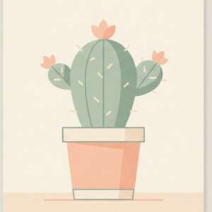 Potted Cactus — Minimalist Poster