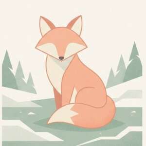Red Fox Snow — Minimalist Poster
