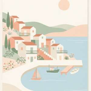 Seaside Town — Minimalist Poster
