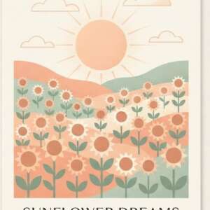 Sunflower Field — Minimalist Poster